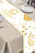Ramadan Mubarak Table Runner – White & Gold Tablecloth (35x180 cm)