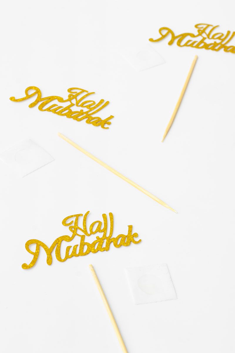 Hajj Mubarak - Glitter Paper Cupcake Toppers (Pack of 12)