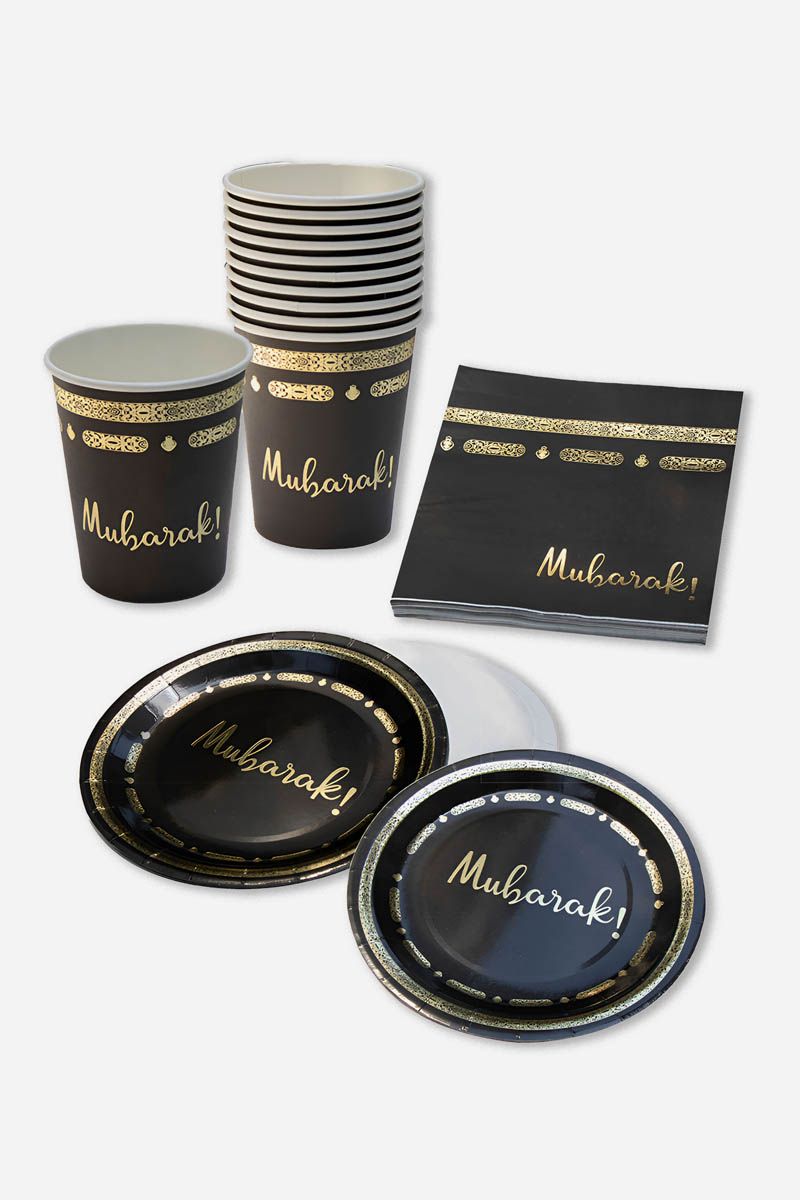 Kaaba Themed Mubarak Disposable Tableware 10 Piece Set
