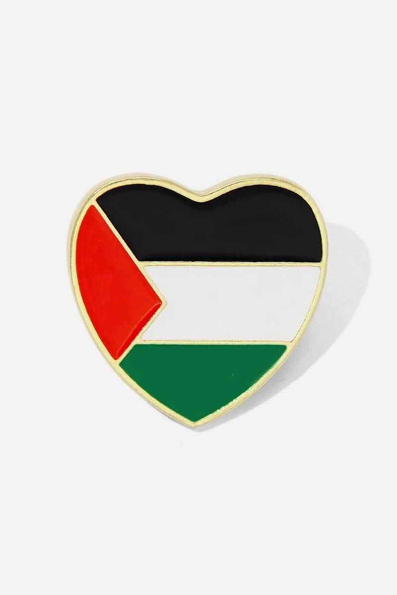 Palestine Heart-Shaped Flag Badge Pin
