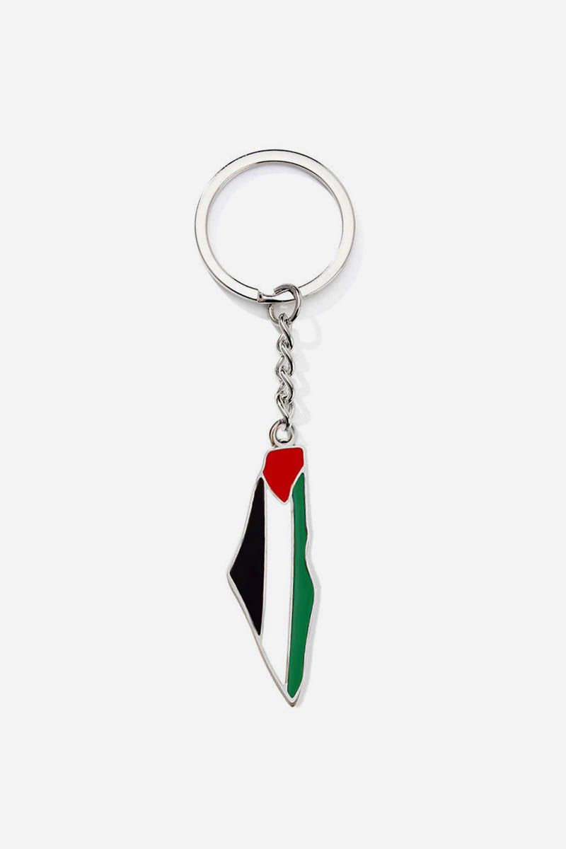 Palestine Flag Map Shape Keychain