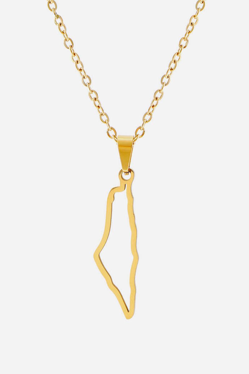 Palestine Map Outline Gold Necklace