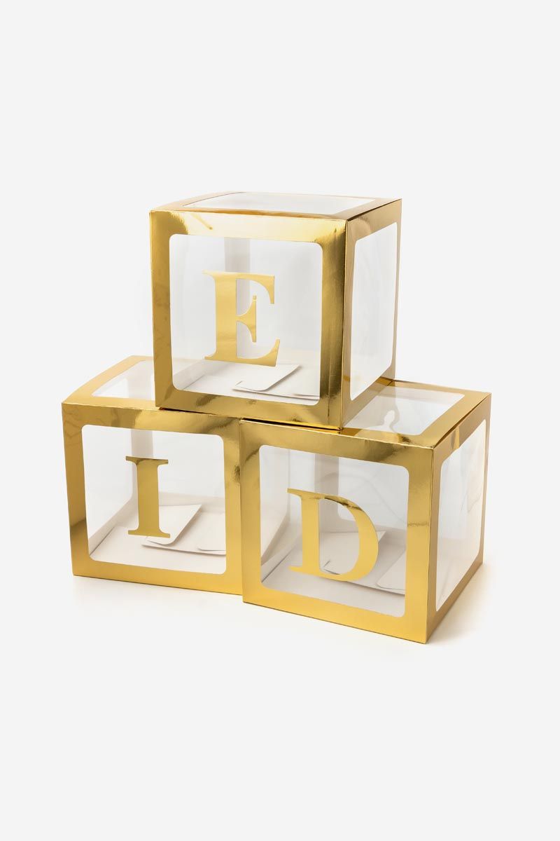 Eid Gold Balloon Boxes (Set of 3)