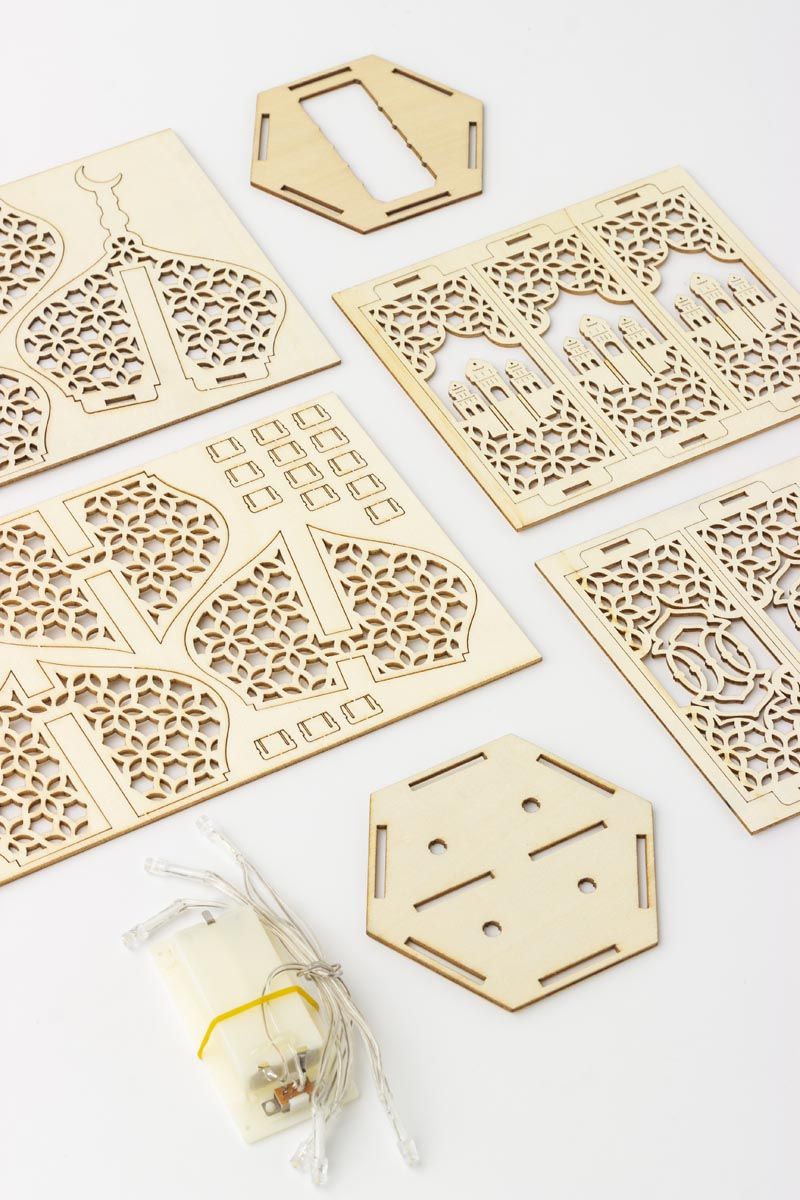 Wood LED Craft Lamp - 24cm