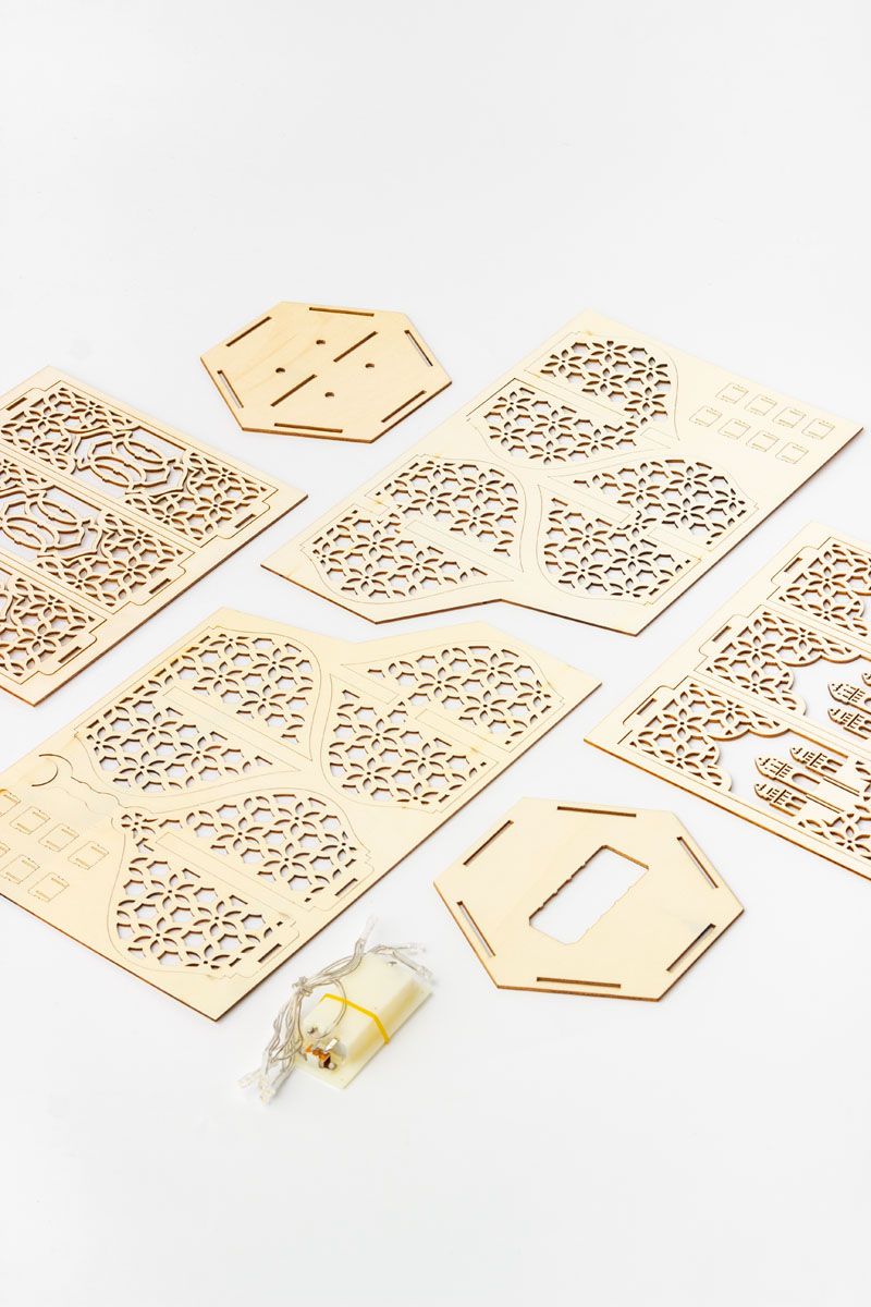 Wood LED Craft Lamp - 35cm