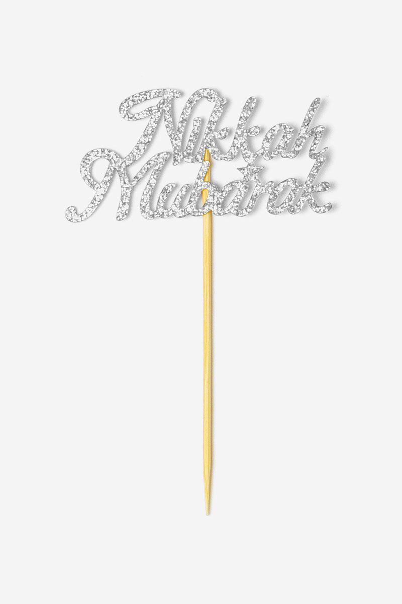 Nikkah Mubarak - Glitter Paper Cupcake Toppers (Pack of 12)