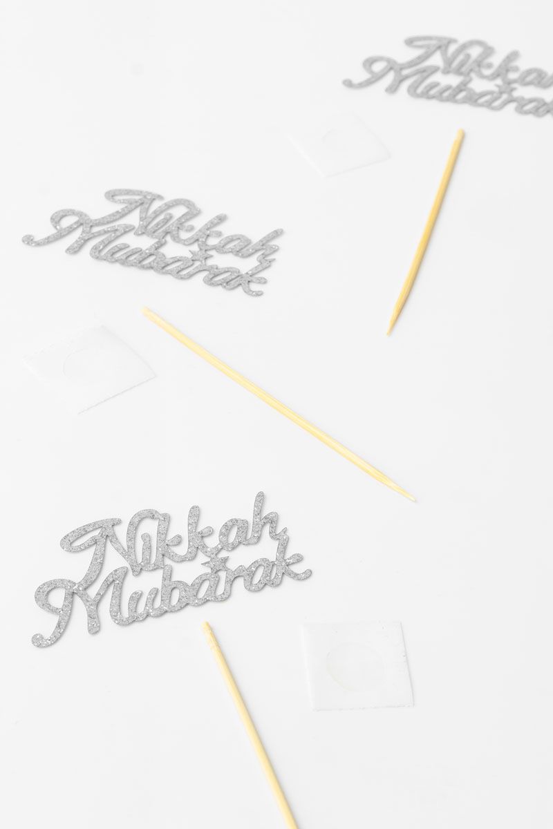 Nikkah Mubarak - Glitter Paper Cupcake Toppers (Pack of 12)