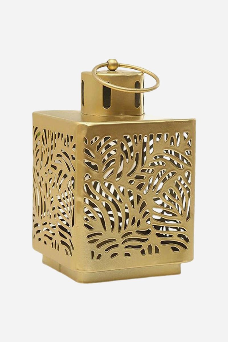 Metal Tea Light Candle Holder Lantern – Moroccan Inspired Gold Lantern