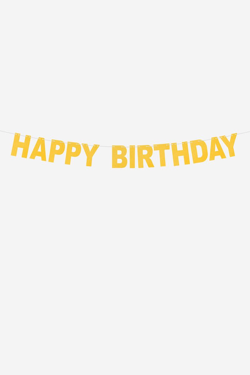 Happy Birthday Gold Glitter Text Bunting Garland