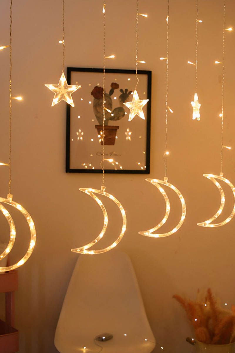 Moon & Star LED String Lights Curtain Decoration
