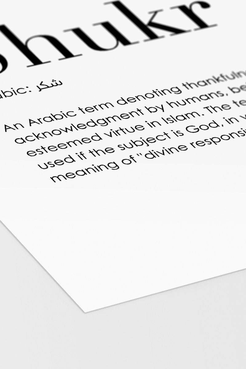 Shukr Definition Poster