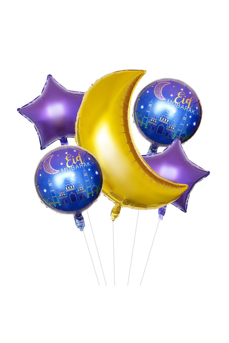Eid & Ramadan Mubarak - Foil Balloons (Pack of 5)
