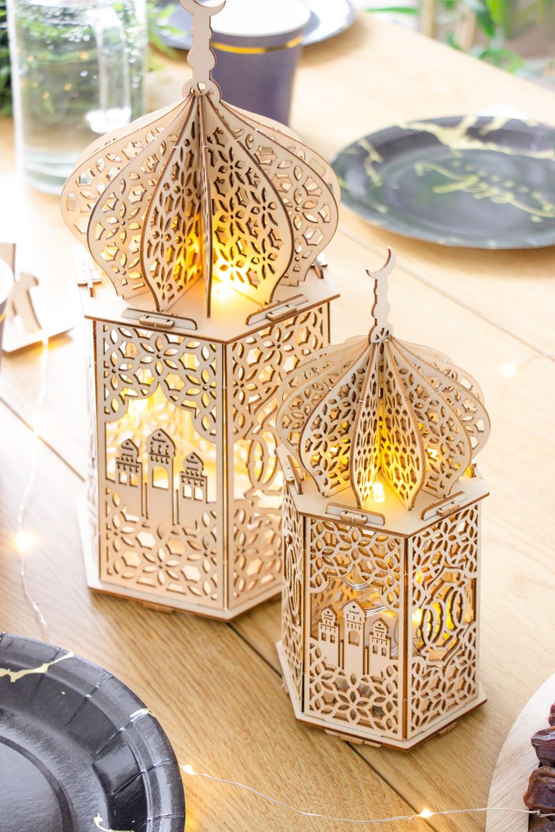 Wood LED Craft Lamp - 24cm